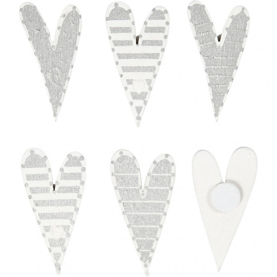 stickers hartjes wit/zilver 25x45 mm 8 stuks