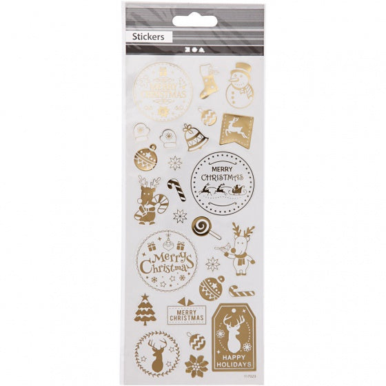 stickers kerst goud 10 x 24 cm 26-delig