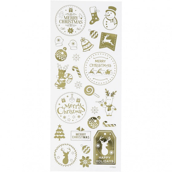 stickers kerst goud 10 x 24 cm 26-delig