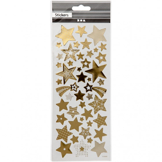 stickers kerststerren goud 10 x 24 cm 52-delig