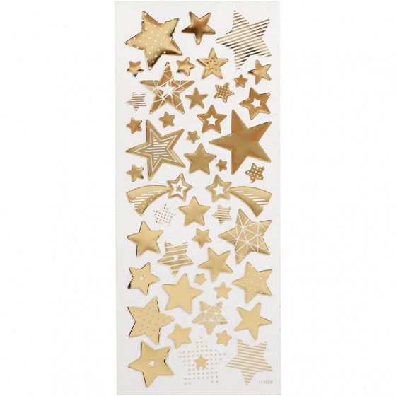 stickers kerststerren goud 10 x 24 cm 52-delig