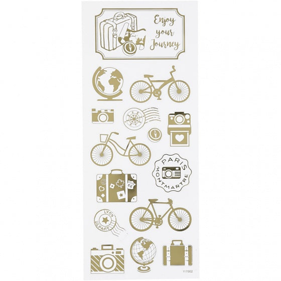 stickers Om De Wereld goud 10 x 24 cm 15-delig