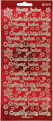 stickers rood met goud Hvvää Joulua patroon