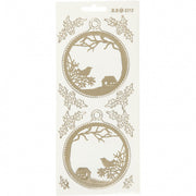 stickervel goud/wit kerstballen