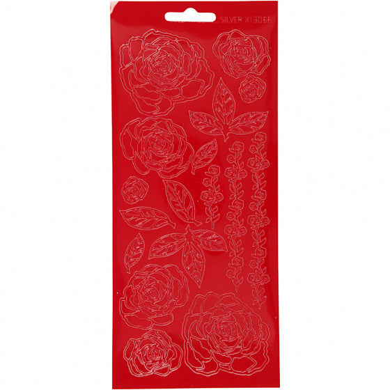 stickervel rood rozen 1 vel