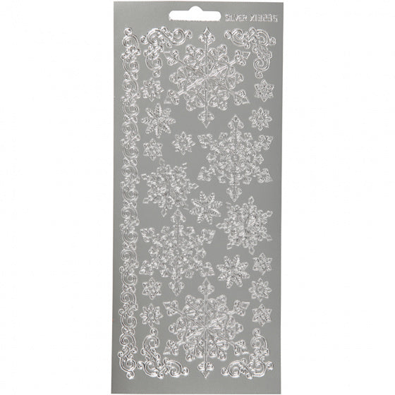 stickervel zilver sneeuwvlokken