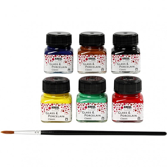 verf 6 stuks 20 ml glas- & porselein multicolor classic