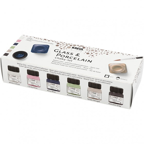 verf 6 stuks 20 ml glas- & porselein multicolor chalky