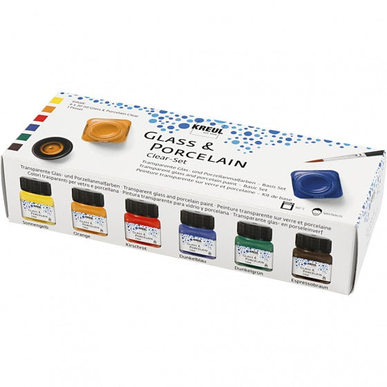 verf 6 stuks 20 ml glas- & porselein multicolor clear
