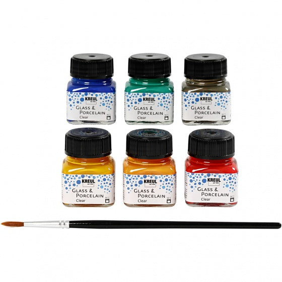 verf 6 stuks 20 ml glas- & porselein multicolor clear