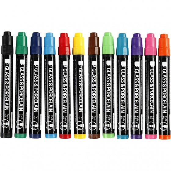 verfstift glas- & porselein 12 stuks multicolor