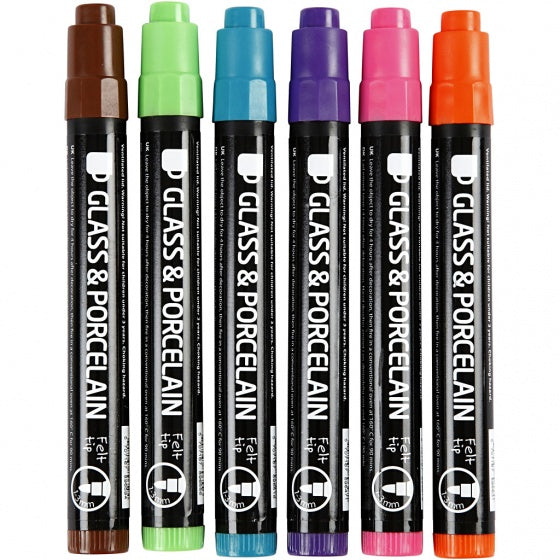 verfstift glas- & porselein 6 stuks extra multicolor