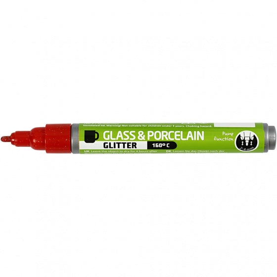 verfstift glas- & porselein glitter rood