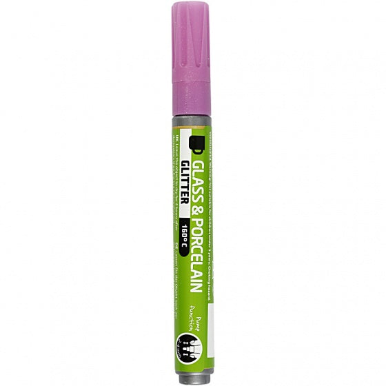 verfstift glas- & porselein glitter roze