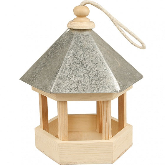 Vogelvoederhuis met zinken dak 22x18x16
