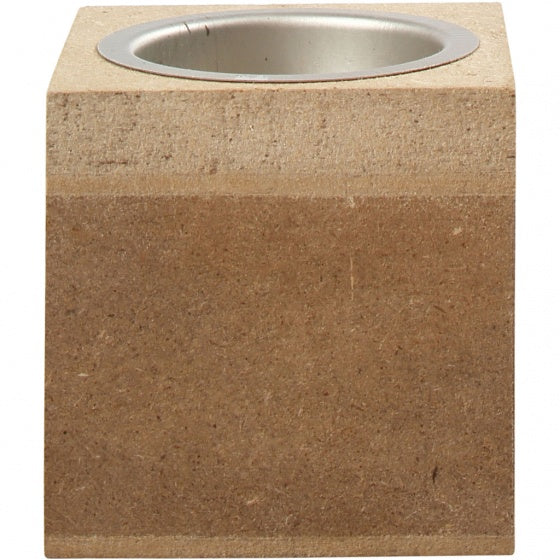 waxinelichthouder MDF 6 x 6 x 6 cm bruin per stuk
