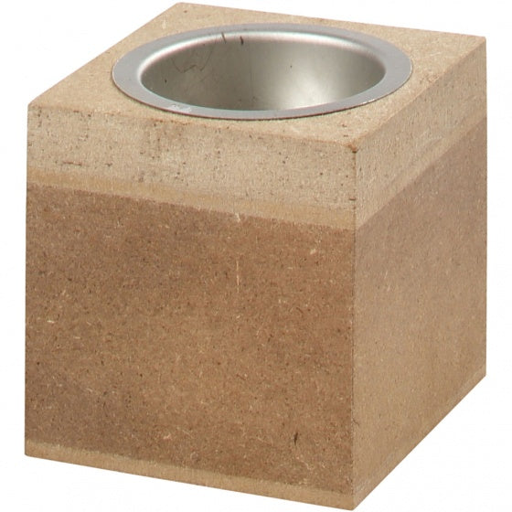 waxinelichthouder MDF 6 x 6 x 6 cm bruin per stuk