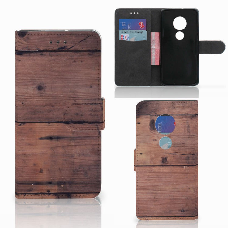 Motorola Moto G7 Play | Book Style Case | Old Wood