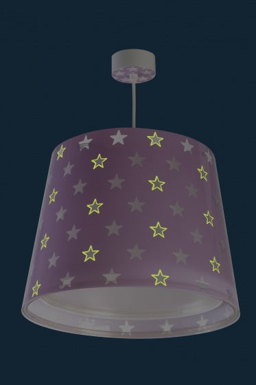 hanglamp Stars glow in the dark 33 cm E27 60W paars