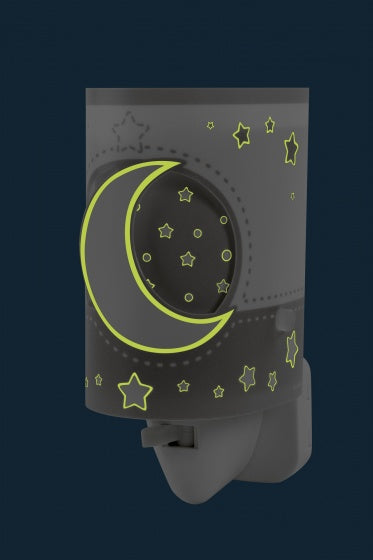 nachtlamp Moonlight glow in the dark 13 cm grijs