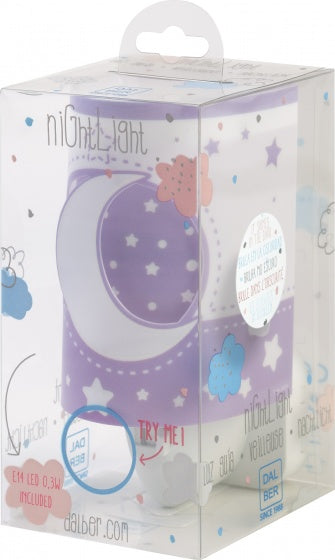 nachtlamp Moonlight glow in the dark 13 cm paars