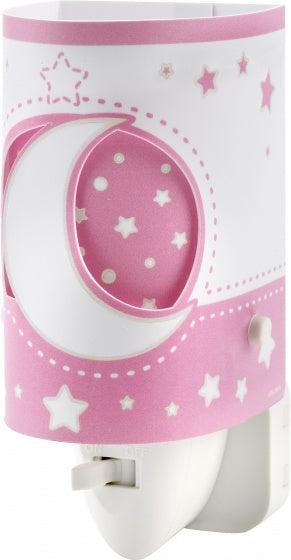 nachtlamp Moonlight glow in the dark 13 cm roze