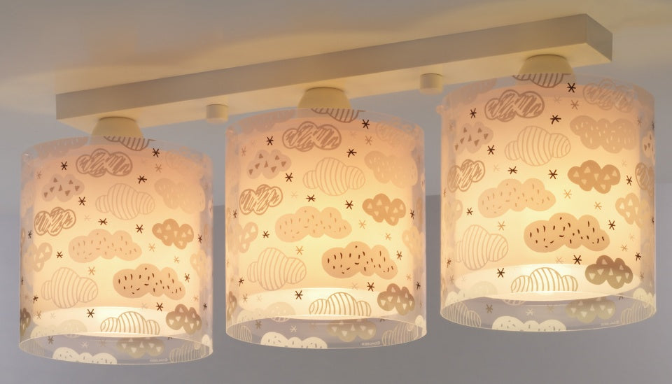 plafondlamp 3-lamps clouds 51 cm roze