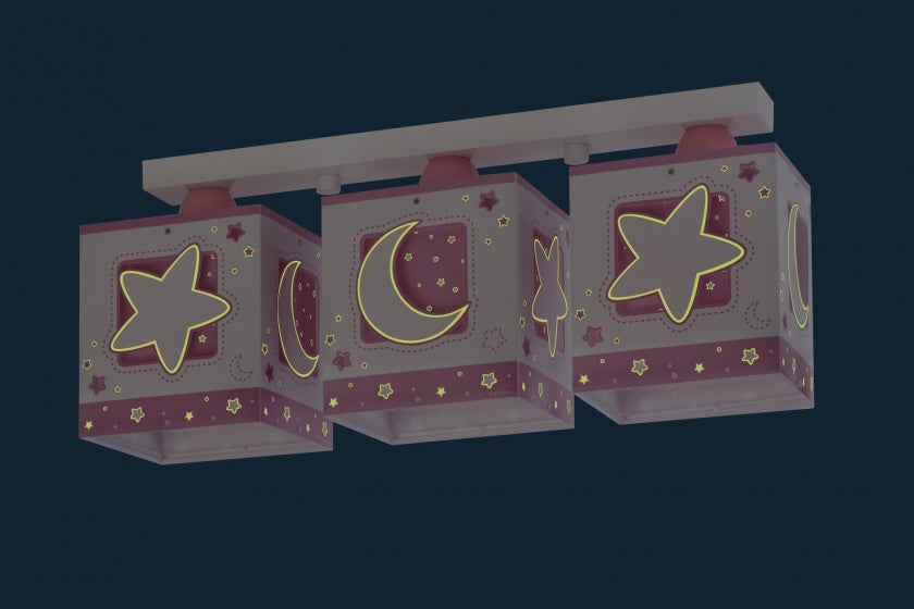 plafondlampen Moonlight 3 stuks 20 cm roze