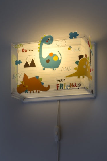 wandlamp Dinos glow in the dark 31 cm E27 60W wit