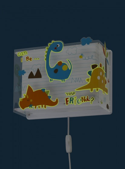 wandlamp Dinos glow in the dark 31 cm E27 60W wit