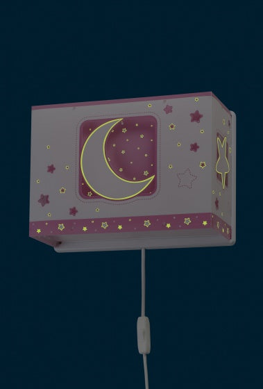 wandlamp maan junior 31 cm E27 60W roze