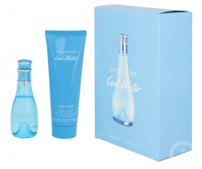 geurset Cool Water met bodylotion dames 105 ml blauw