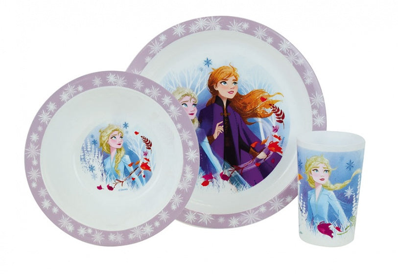 eetset Frozen II meisjes wit/roze/lichtblauw 3-delig