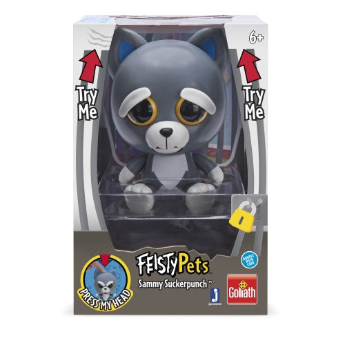 Feisty Pets - Sammy Suckerpunch 11 cm grijs/blauw