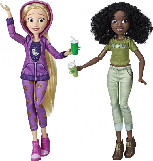 Disney Princess poppen Rapunzel en Tiana 26 cm multicolor