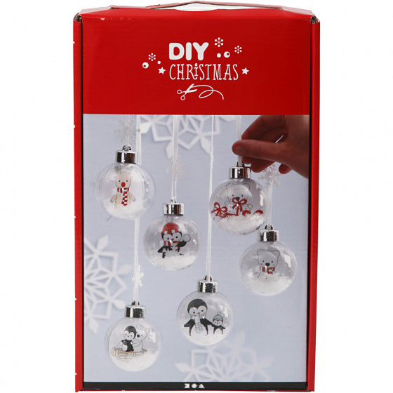 deco-kerstbal knutselset tweedelig 6 stuks