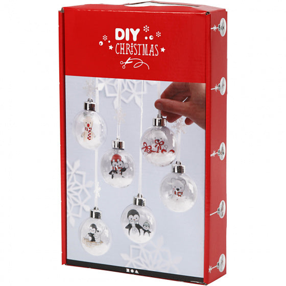 deco-kerstbal knutselset tweedelig 6 stuks