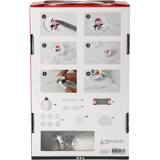 deco-kerstbal knutselset tweedelig 6 stuks