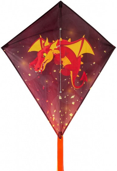 Diamantvlieger Draak 50 x 70 cm rood/zwart