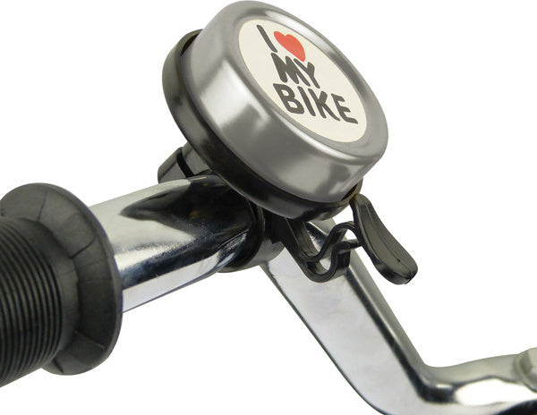 fietsbel I Love My Bike jongens staal zilver/zwart