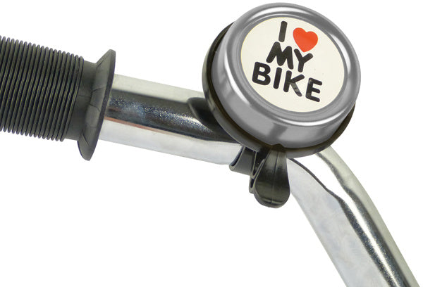 fietsbel I Love My Bike jongens staal zilver/zwart