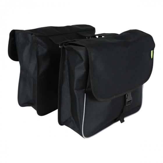 dubbele fietstas Basic Shopper 32 liter nylon zwart