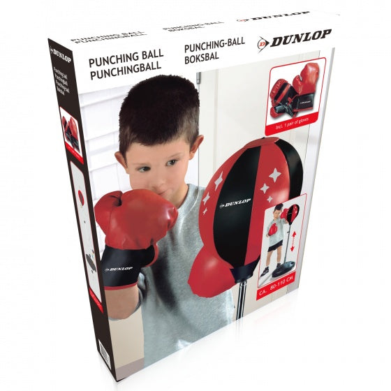 boksbal op standaard 80-110 cm junior zwart/rood 3-delig