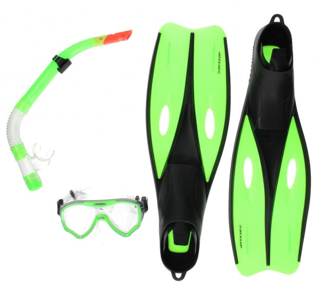 snorkelset junior groen maat 32/34 3-delig