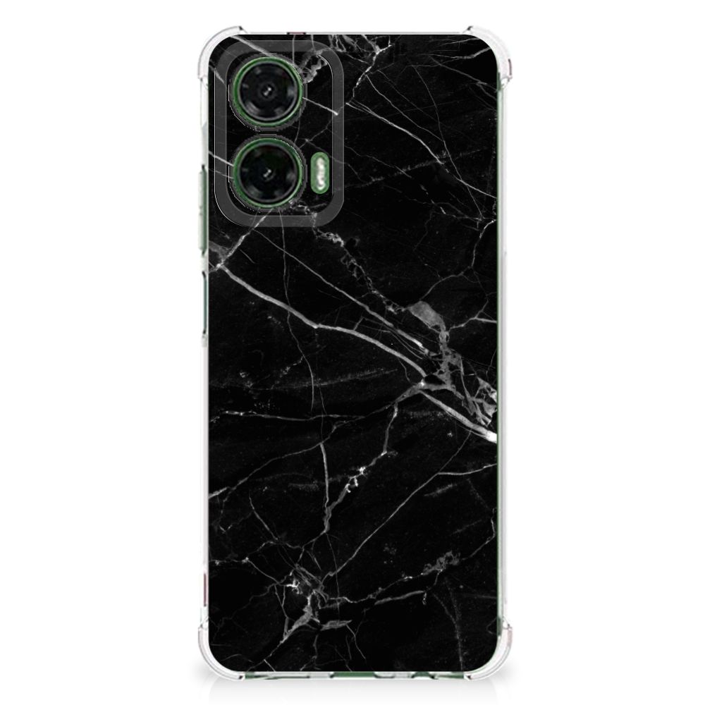 Motorola Moto G35 Anti-Shock Hoesje Marmer Zwart - Origineel Cadeau Vader
