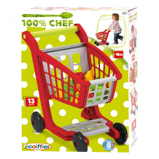 100% Chef: winkelwagen rood 42 x 30 x 42 cm