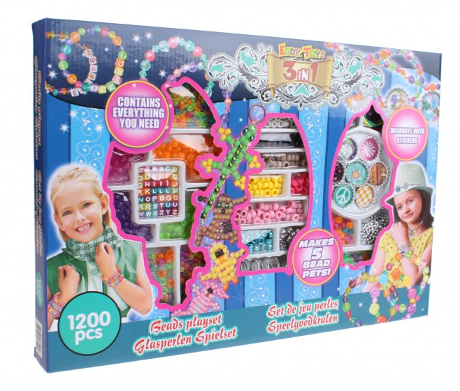 3-in-1 kralenset 1200-delig blauw