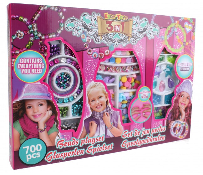 3-in-1 kralenset 700-delig roze