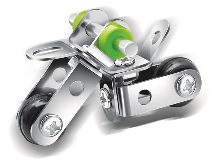 bouwpakket Metal Bricks motor staal chroom 42-delig