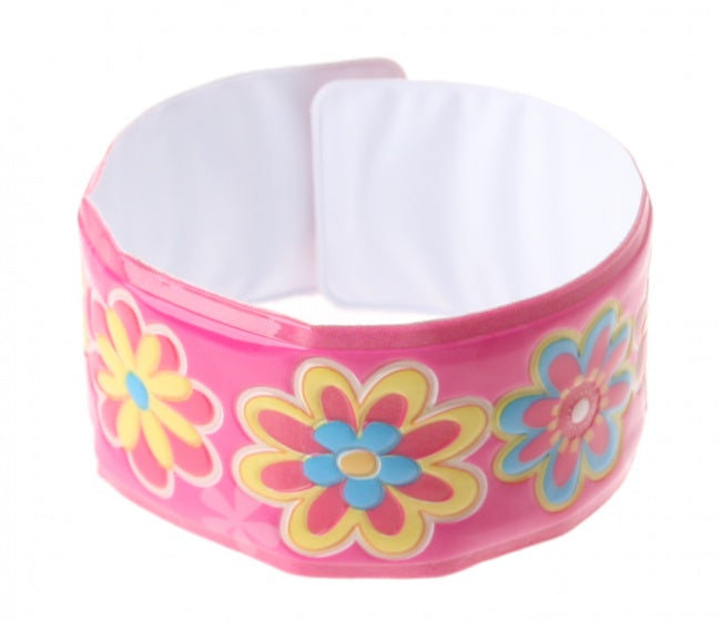 klaparmband bloemen meisjes donkerroze 22 x 3